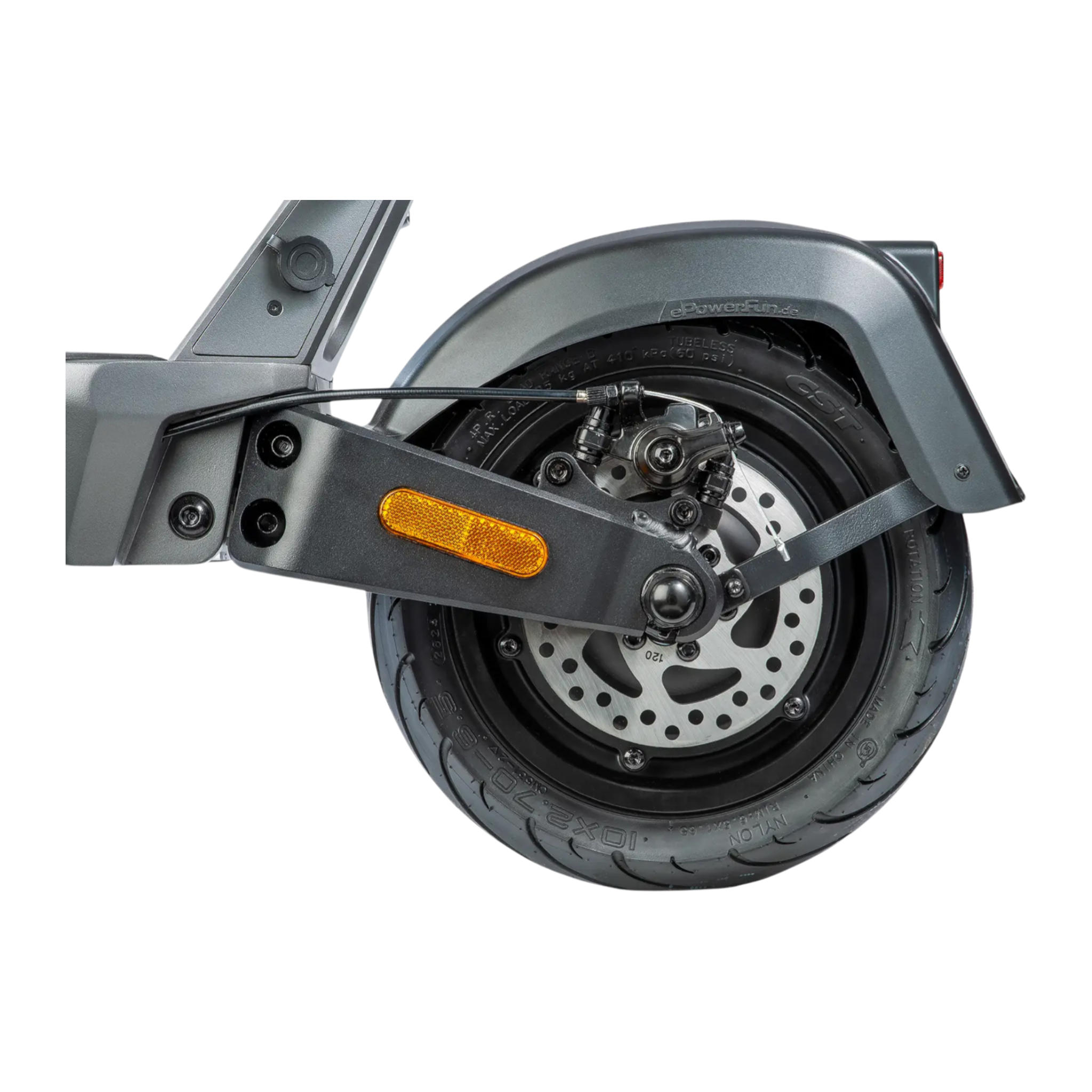 ePowerfun Pulse+ Federung vorne und hinten — Detail